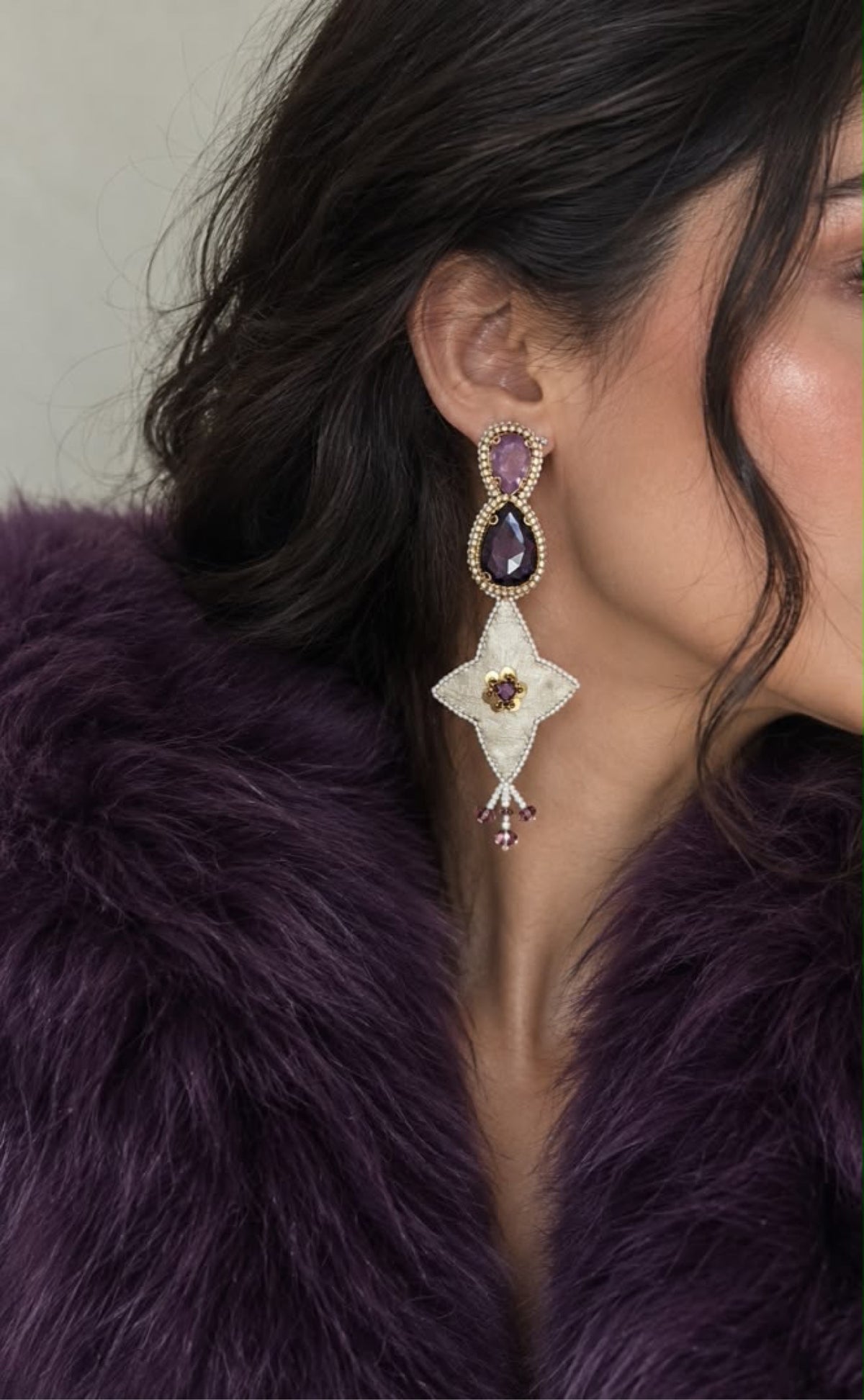 Arghavan Earrings — worn with plum